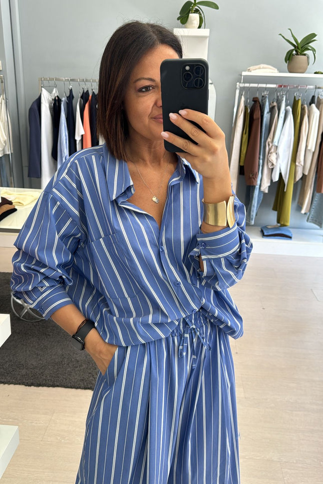 Camicia oversize a righe azzurro avio  cc