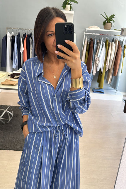 Camicia oversize a righe azzurro avio  cc
