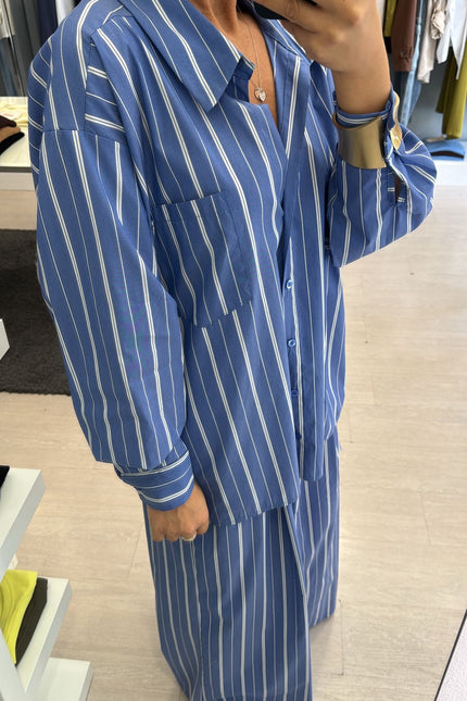 Camicia oversize a righe azzurro avio  cc