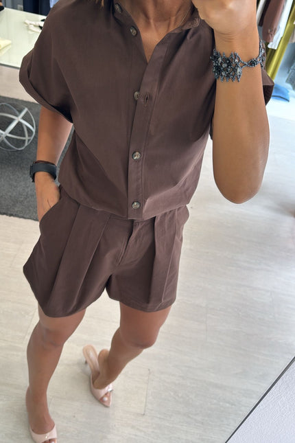 Camicia manica corta cioccolato kk