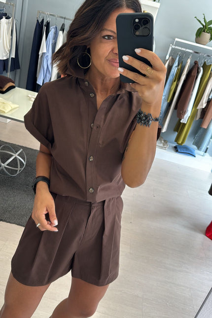 Camicia manica corta cioccolato kk