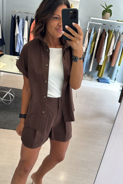 Camicia manica corta cioccolato kk