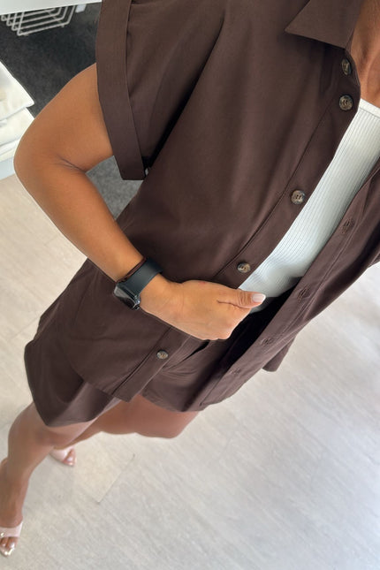 Camicia manica corta cioccolato kk