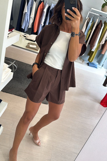 Camicia manica corta cioccolato kk