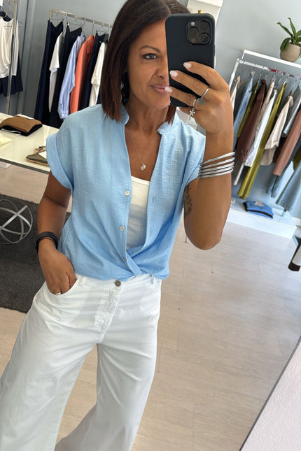 Camicia manica corta azzurro polvere cc