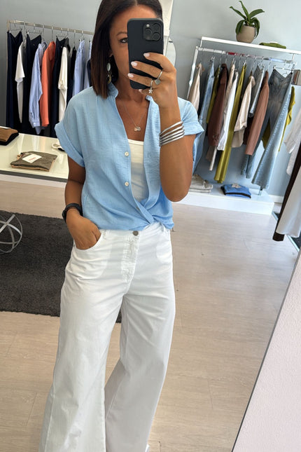 Camicia manica corta azzurro polvere cc