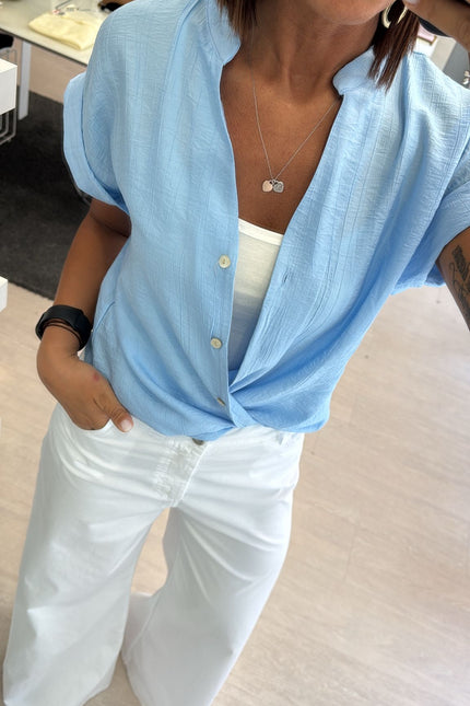 Camicia manica corta azzurro polvere cc