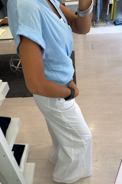 Camicia manica corta azzurro polvere cc