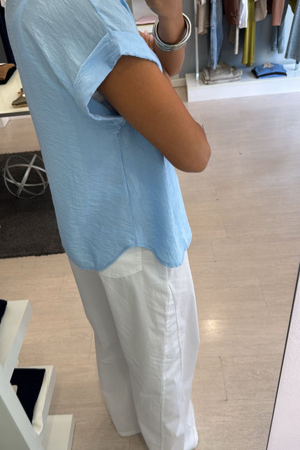 Camicia manica corta azzurro polvere cc