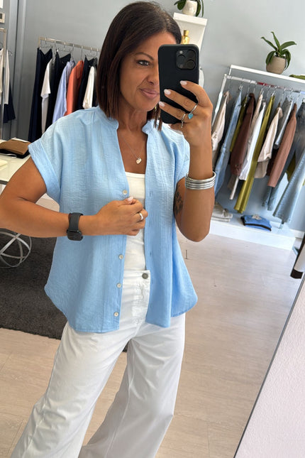 Camicia manica corta azzurro polvere cc