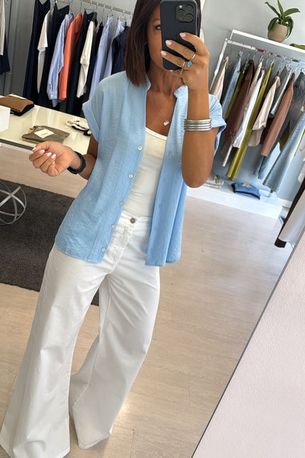 Camicia manica corta azzurro polvere cc