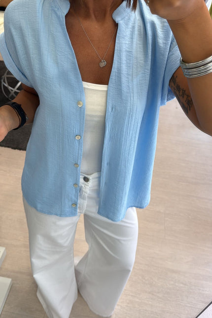 Camicia manica corta azzurro polvere cc