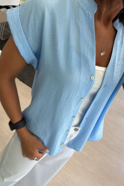 Camicia manica corta azzurro polvere cc