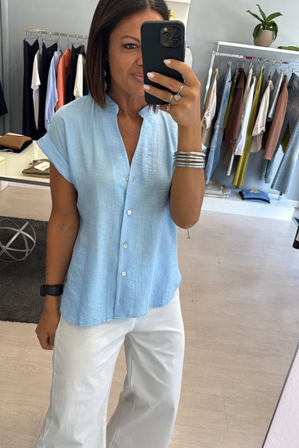 Camicia manica corta azzurro polvere cc