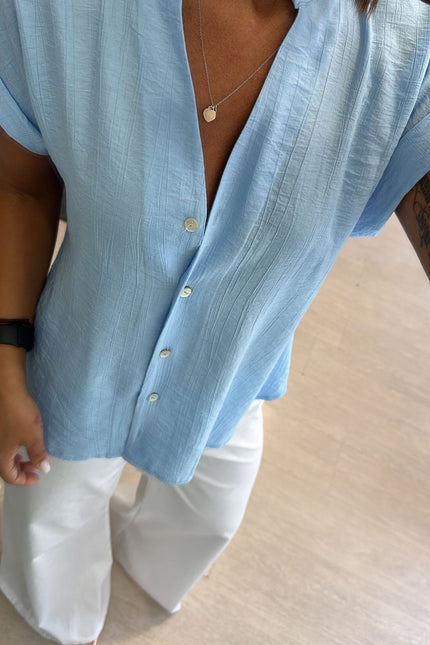 Camicia manica corta azzurro polvere cc