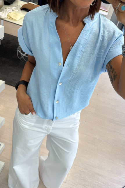 Camicia manica corta azzurro polvere cc