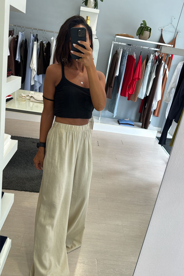 Pantalone lino e viscosa sabbia kk
