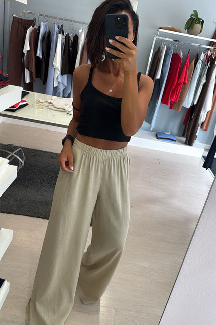 Pantalone lino e viscosa sabbia kk