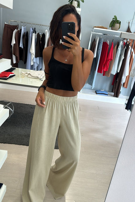 Pantalone lino e viscosa sabbia kk