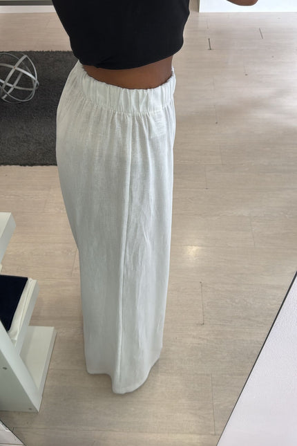 Pantalone lino e viscosa bianco kk