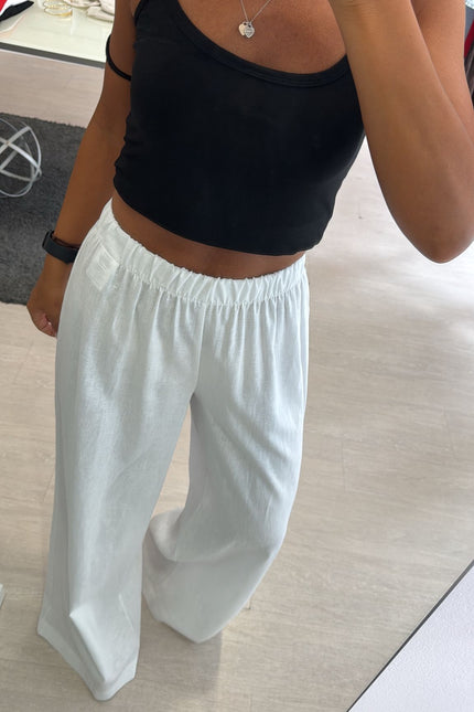 Pantalone lino e viscosa bianco kk