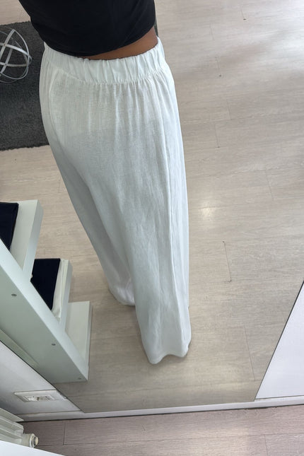 Pantalone lino e viscosa bianco kk