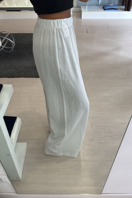Pantalone lino e viscosa bianco kk