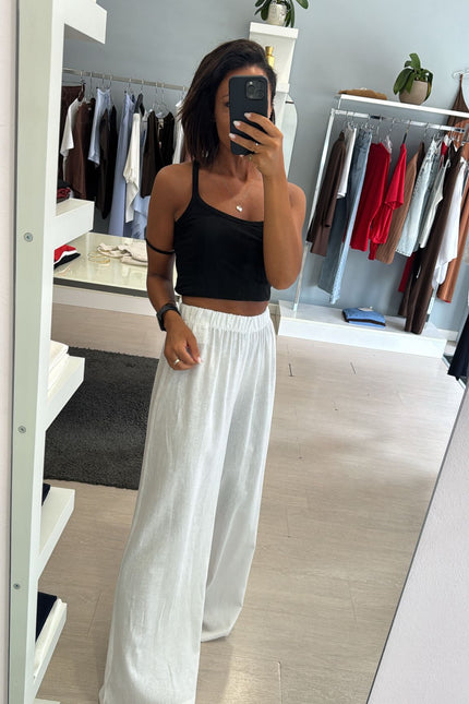 Pantalone lino e viscosa bianco kk