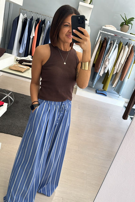 Pantalone righe azzurro avio cc