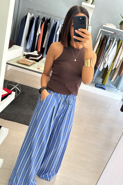 Pantalone righe azzurro avio cc