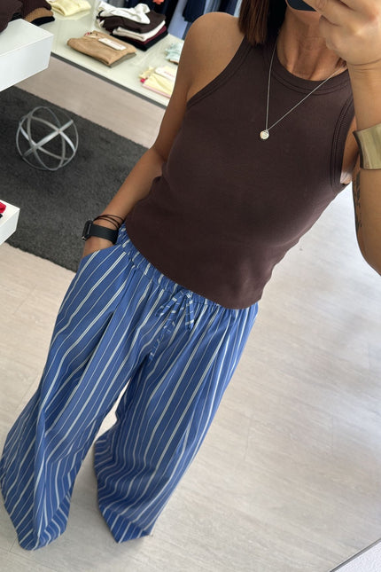 Pantalone righe azzurro avio cc