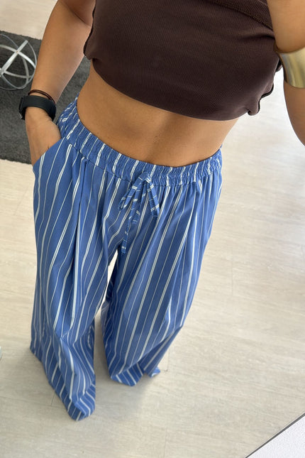 Pantalone righe azzurro avio cc