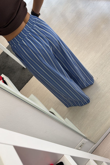 Pantalone righe azzurro avio cc