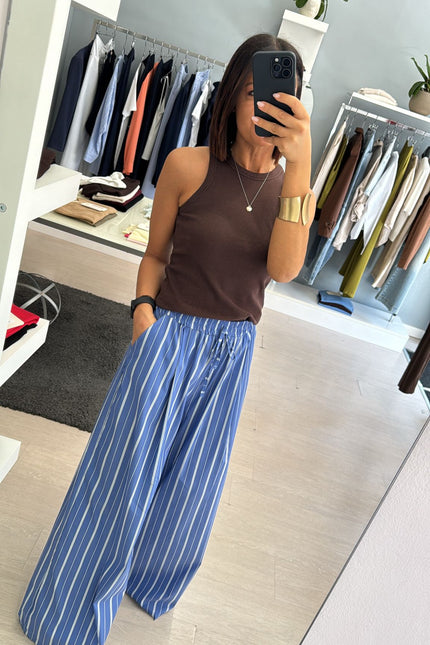 Pantalone righe azzurro avio cc