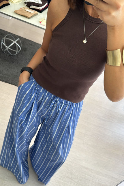 Pantalone righe azzurro avio cc