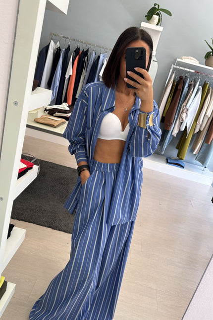 Pantalone righe azzurro avio cc