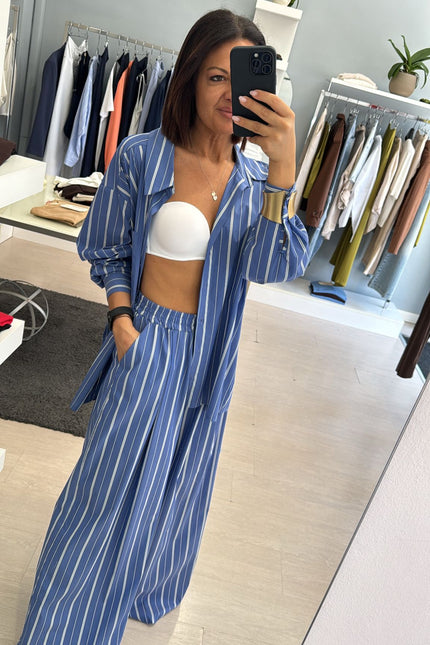 Pantalone righe azzurro avio cc