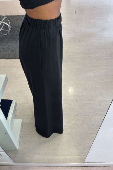 Pantalone lino e viscosa nero kk