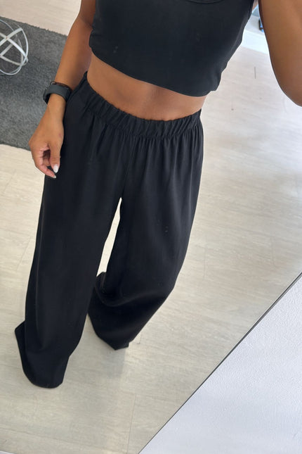 Pantalone lino e viscosa nero kk