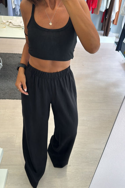 Pantalone lino e viscosa nero kk