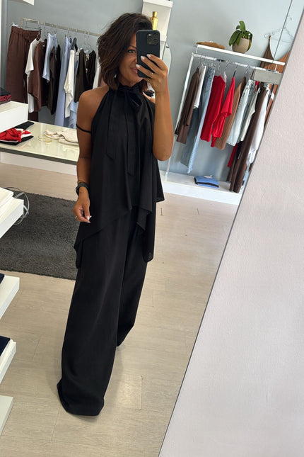 Pantalone lino e viscosa nero kk