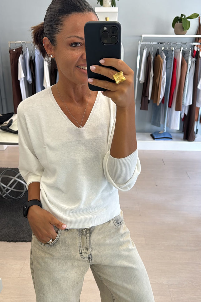Maglia scollo a V bianco