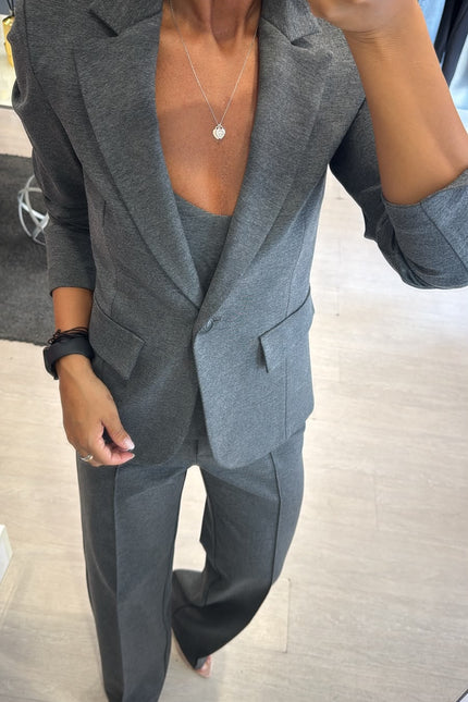 Giacca slim completo punto milano grigio medio kn