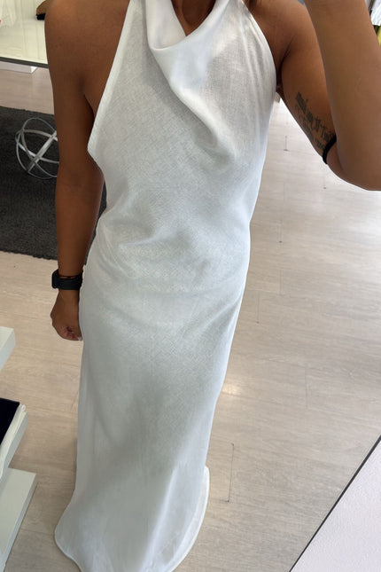 Abito lungo lino e viscosa bianco kk
