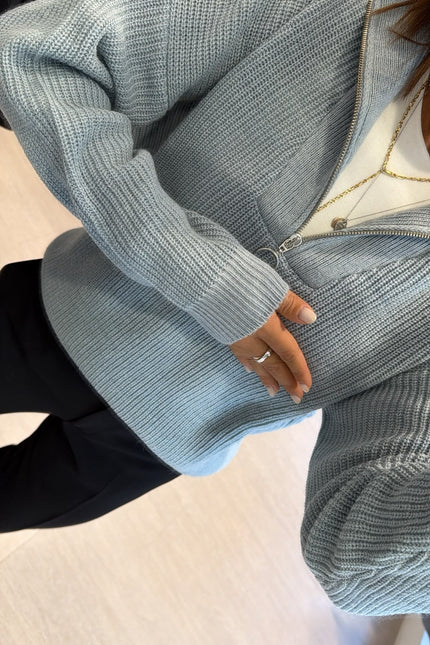 Maglia a coste mezza zip nuvola kn