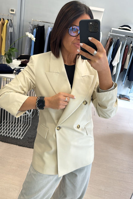 Giacca ecopelle avorio