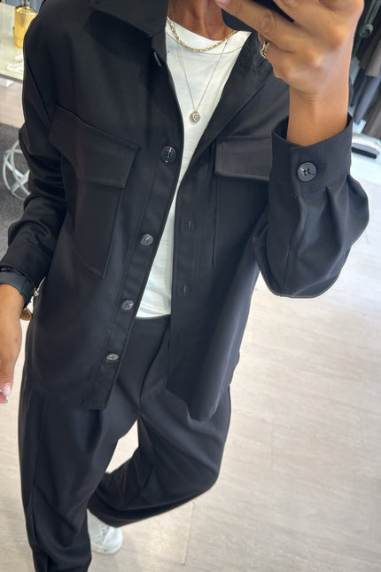 Camicia overshirt nera ak