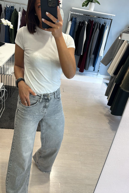 Denim wide leg grigio
