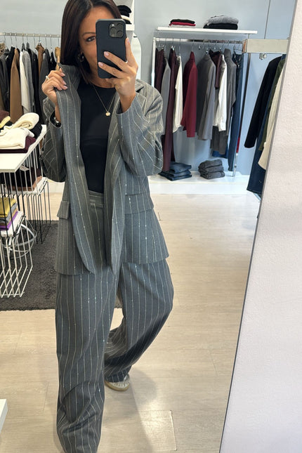 Pantalone gessato grigio