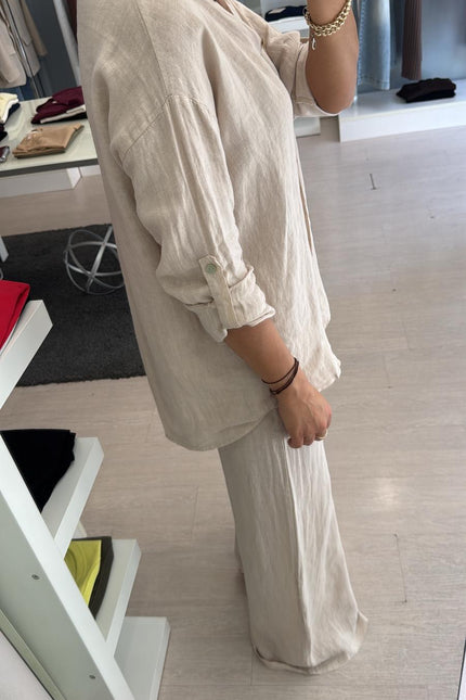 Camicia in lino sabbia sl